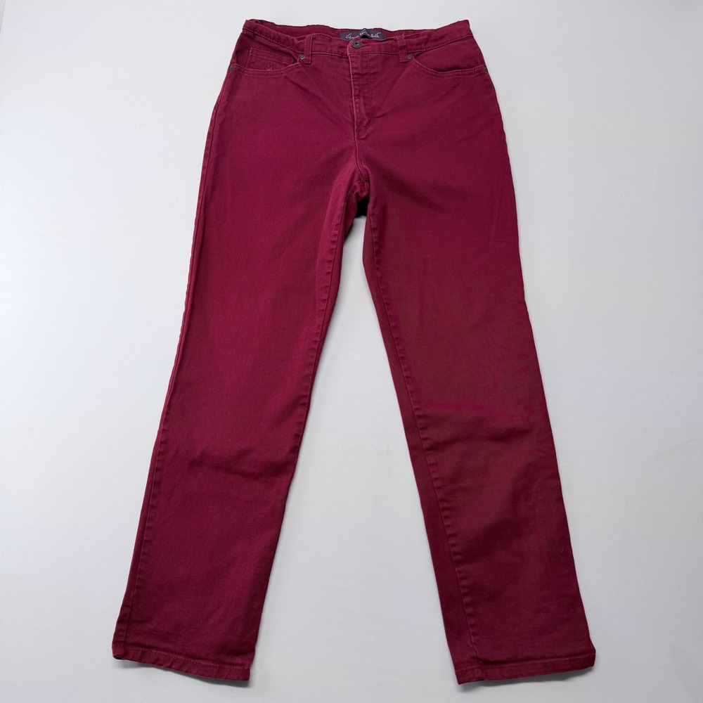 Gloria Vanderbilt Amanda High Rise Tapered Jeans Burgundy Size 10 Wine Red